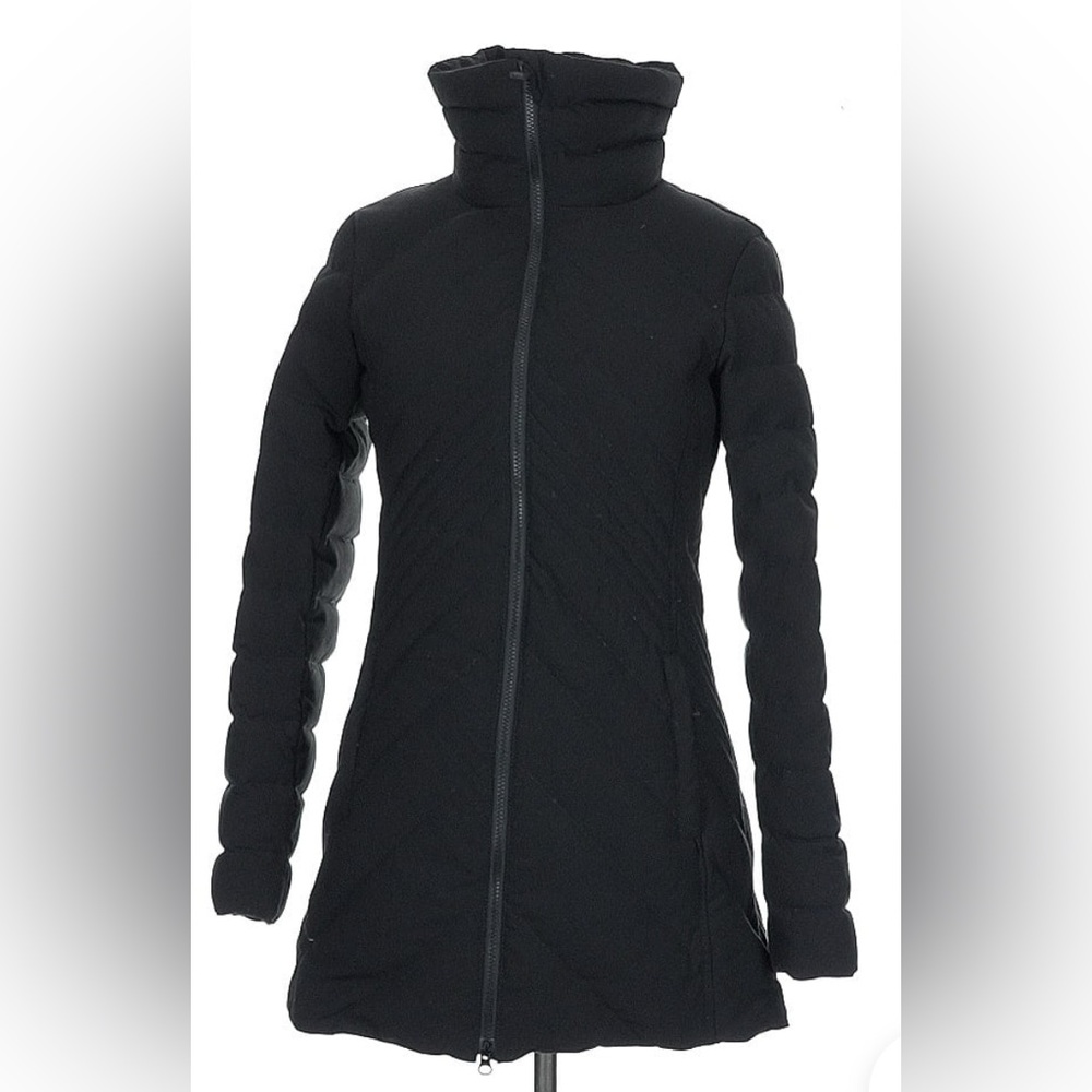 ROSSIGNOL Down Puffer Parka Black Full Zip Coat Jacket  Quilted FR42 size Small